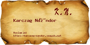 Karczag Nándor névjegykártya