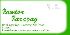 nandor karczag business card